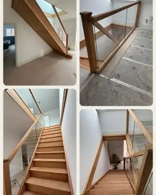 Oak staircase with glass #waterlooville #fpjcarpentry