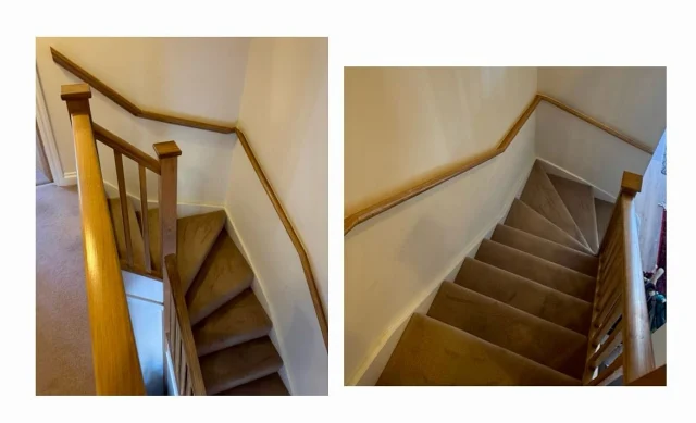 Solid oak continuous handrail finished osmo oil #fpjcarpentry #chichester