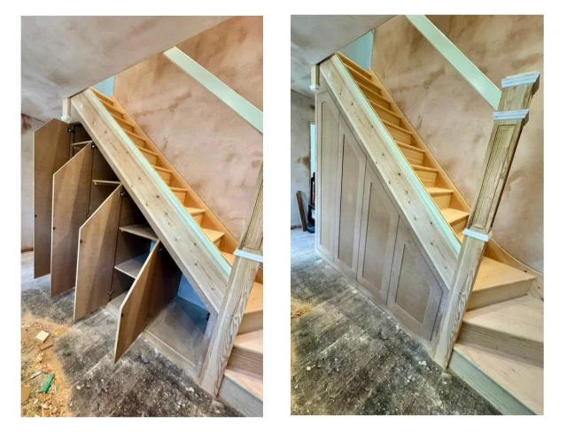 Work in progress of new staircase and under stairs cupboard #fpjcarpentry  #versabuildconstruction #stairs
